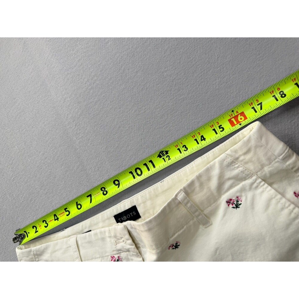 Talbots Relaxed Chino Pants Womens 12P Floral Embroidered White Cotton - Picture 14 of 15